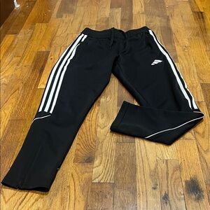 adidas Kids Black Joggers with White Stripes